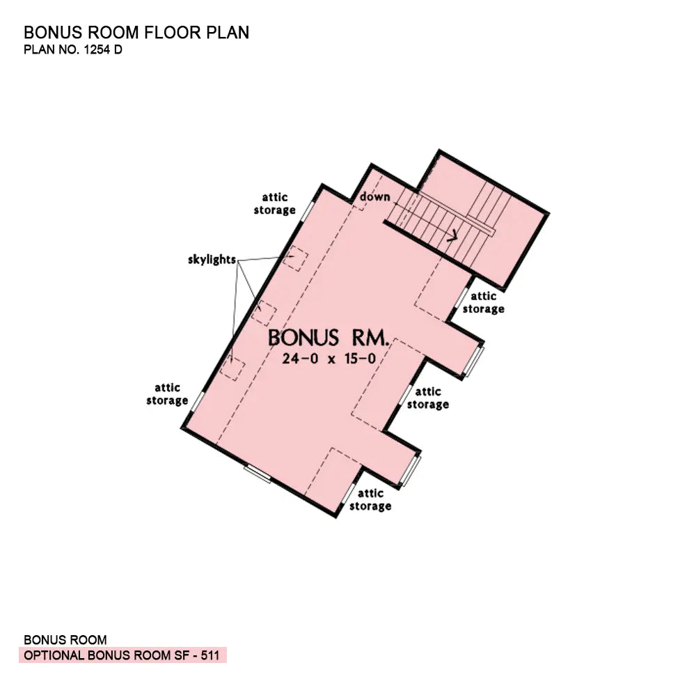 This is the bonus room floor plan image for house plan 1254 The Silvergate