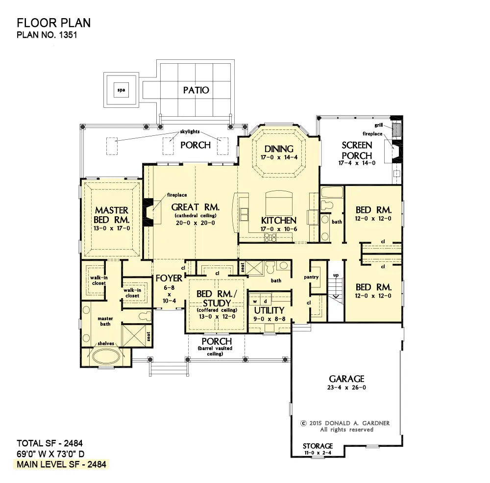 This is the first floor plan image for craftsman house plan 1351 The Simon