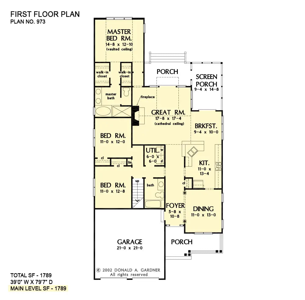 This is the first floor plan image for small house plan 973 The Smythe