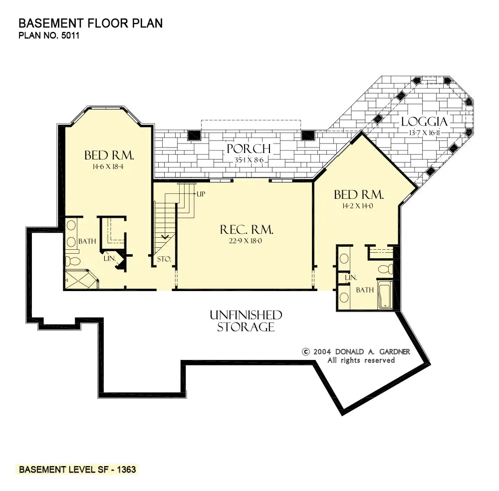 This is the basement floor plan image for hillside house plan 5011 The Solstice Springs