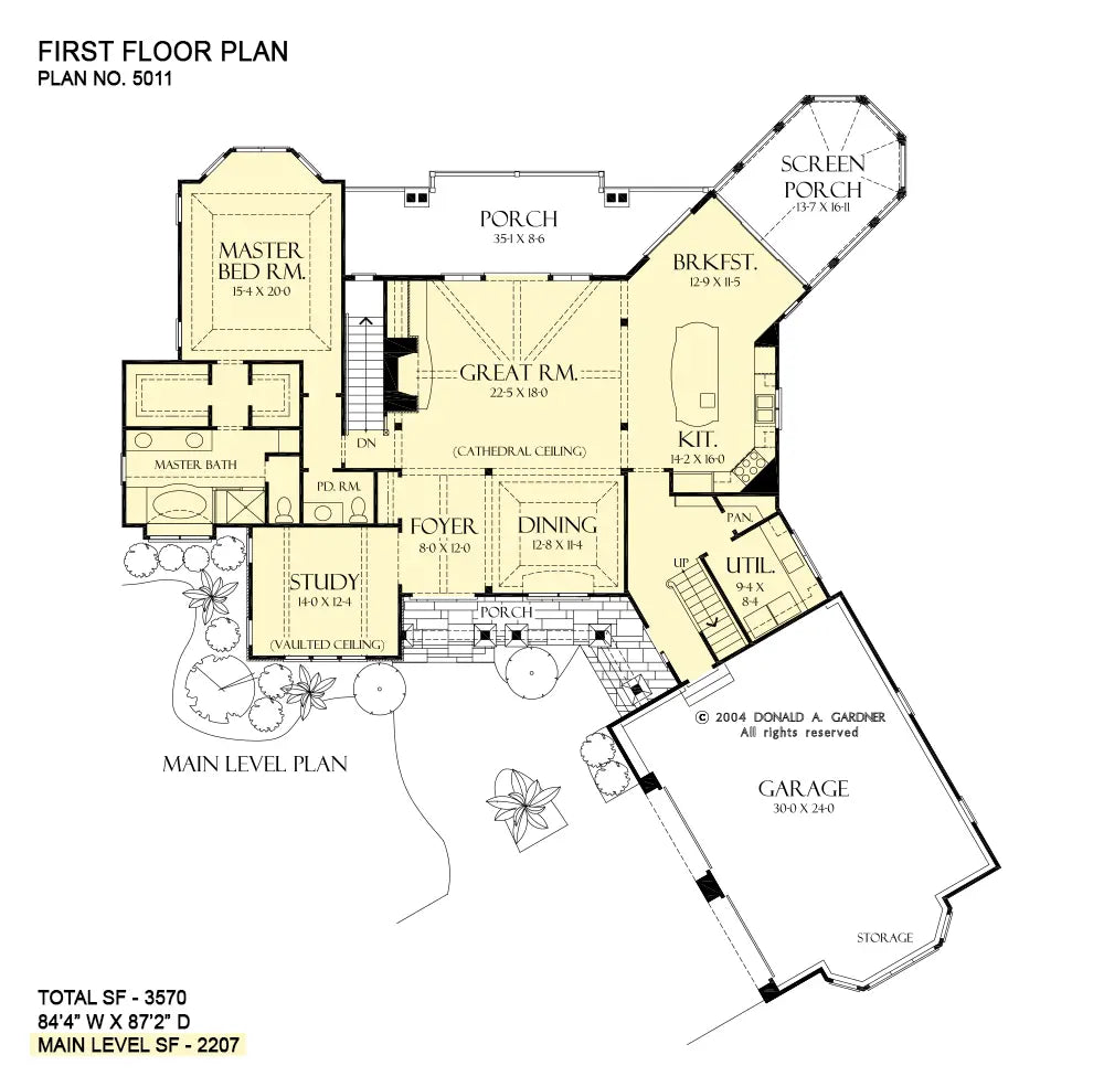 This is the first floor plan image for craftsman house plan 5011 The Solstice Springs