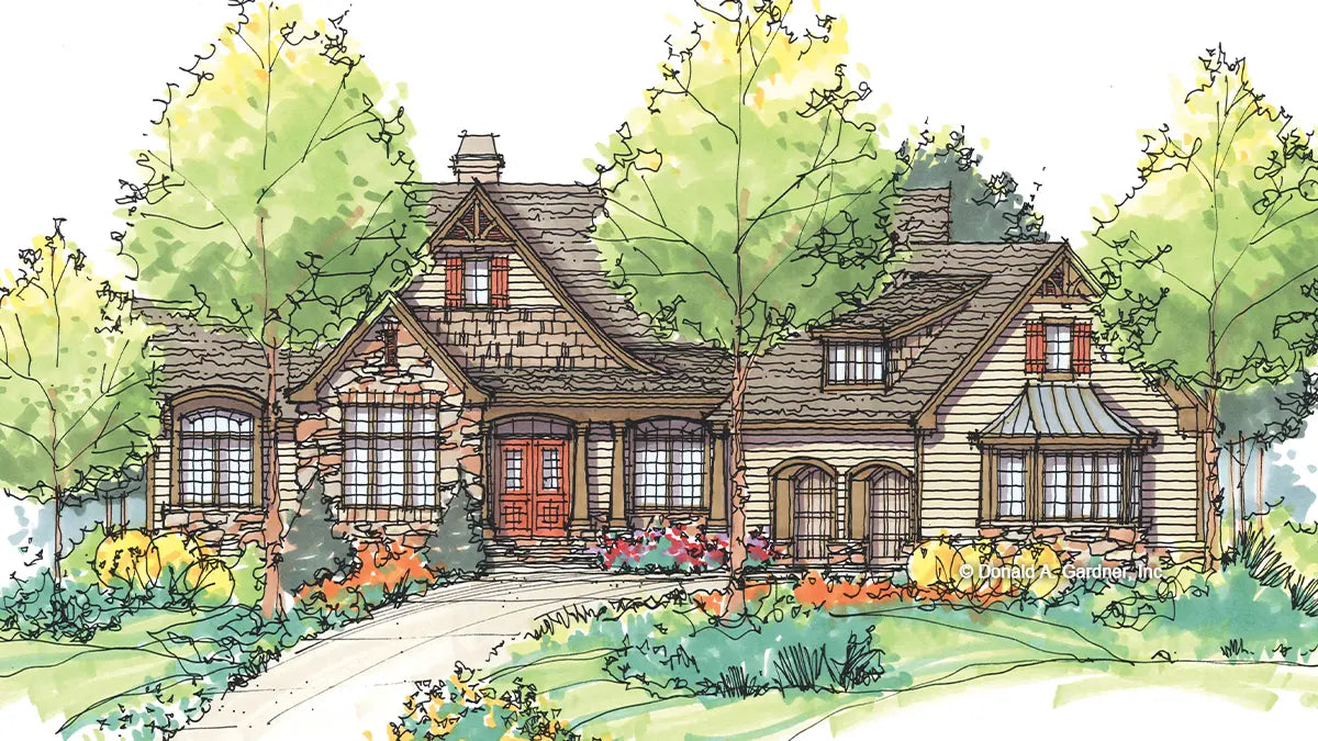 Front view illustration. The Solstice Springs plan 5011.