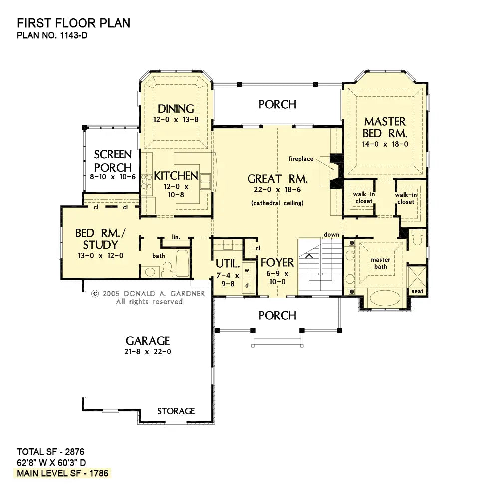 This is the first floor plan image for hillside house plan 1143 The Somersby