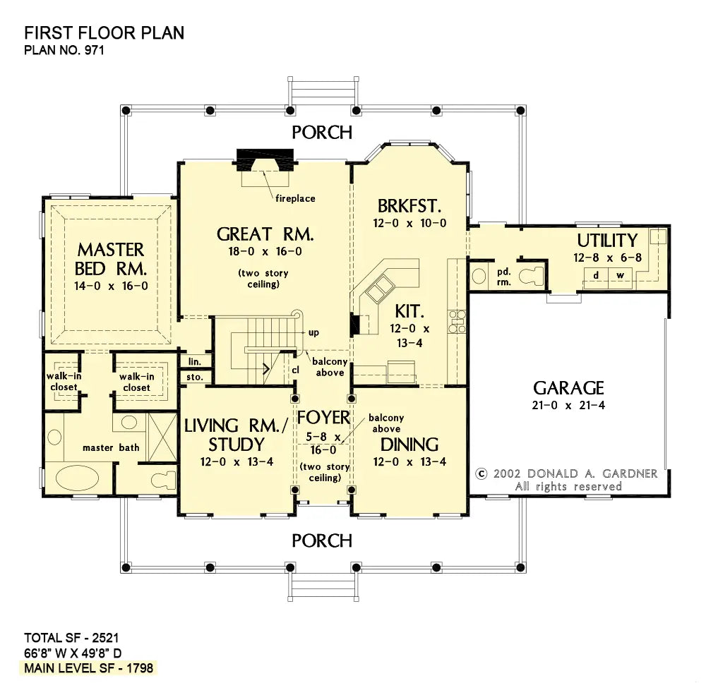 This is the first floor plan image for farmhouse house plan 971 The Southerland