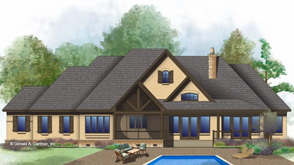 This is an illustration of the rear of luxury house plan 5006 The Spencer Hall