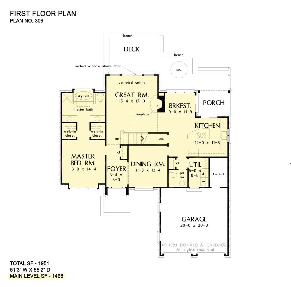 This is the first floor plan image for traditional house plan 309 The Spencer