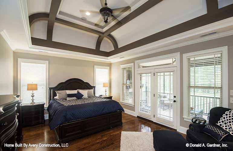 Master bedroom picture showing elegant ceiling for house plan 1310 The Spotswood