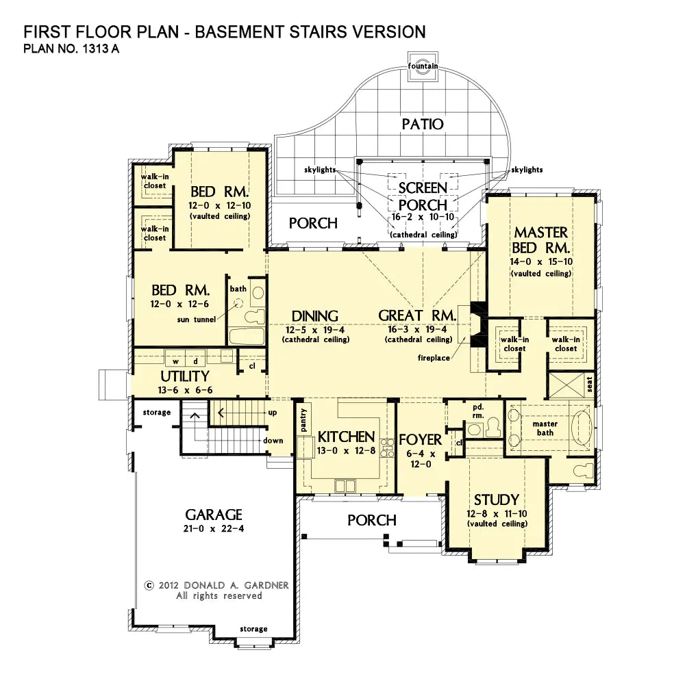 This is the first floor plan image for ranch house plan 1313 The St Regis if the home is built over a basement