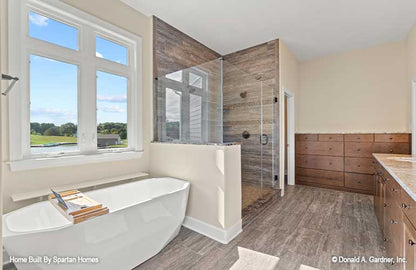 This is a picture of the master bathroom of luxury house plan 876 The Steeplechase