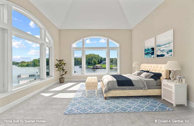 This is a master bedroom picture showing rear views of luxury house plan 876 The Steeplechase