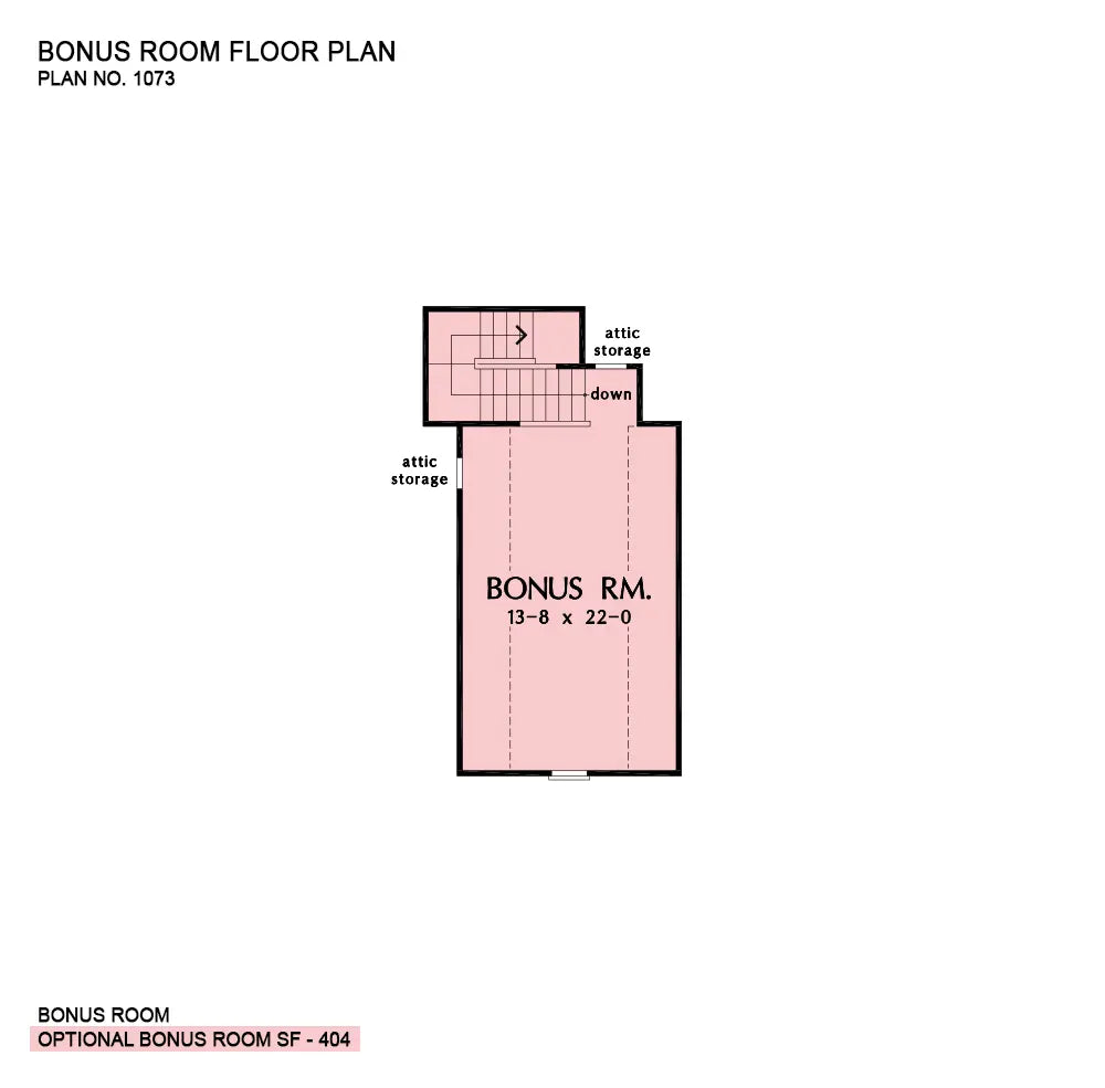 This is the bonus room floor plan image for narrow lot house plan 1073 The Sterling