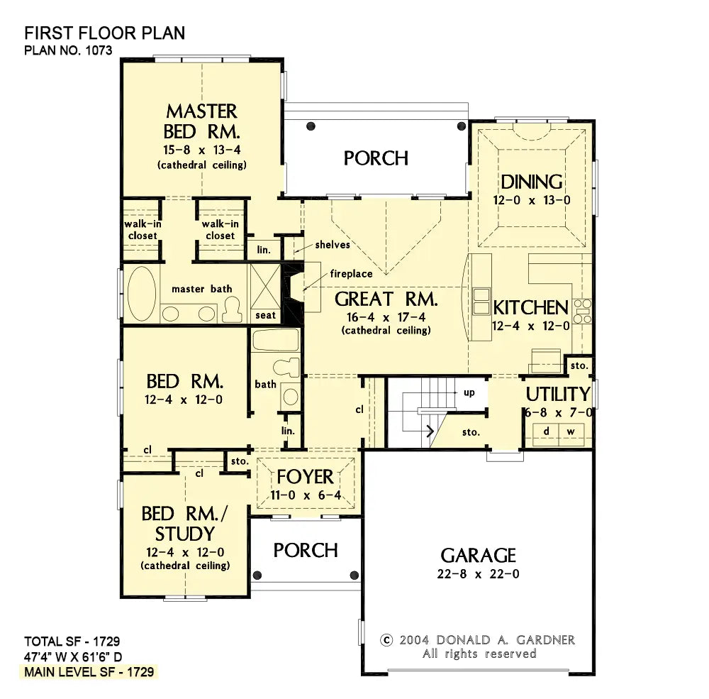 This is the first floor plan image for simple house plan 1073 The Sterling