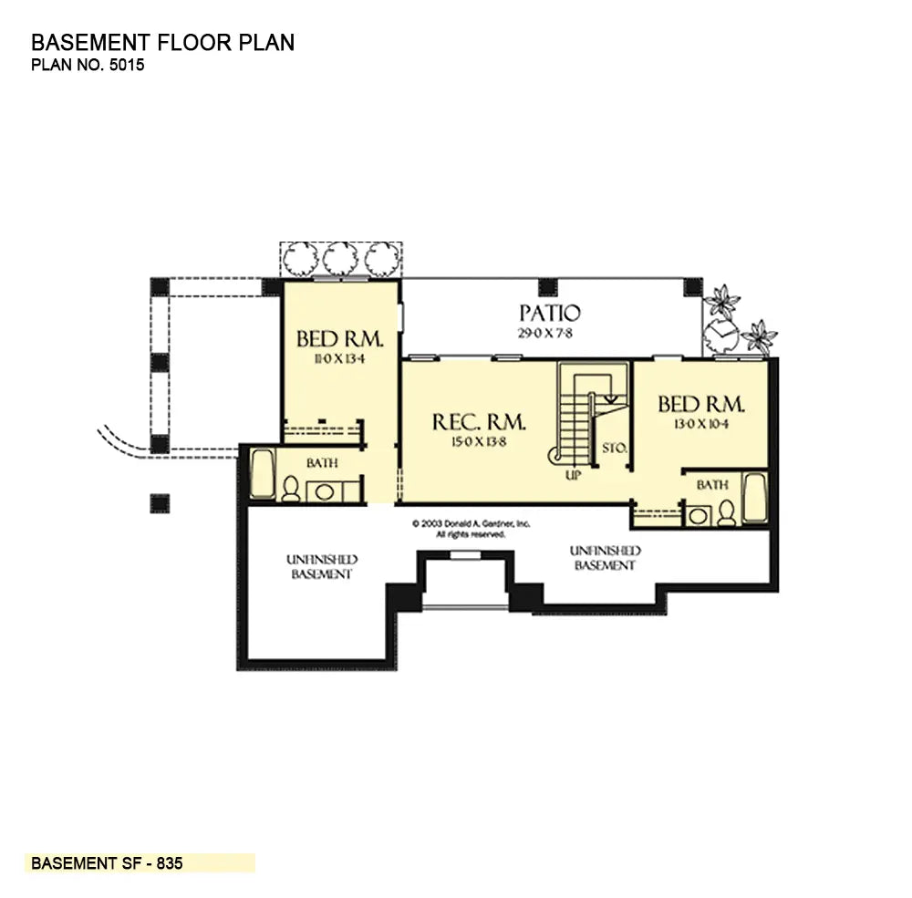 This is the basement floor plan image for craftsman house plan 5015 The Stone Ridge