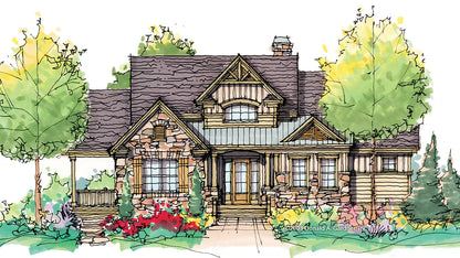 Front view illustration. The Stone Ridge plan 5015.