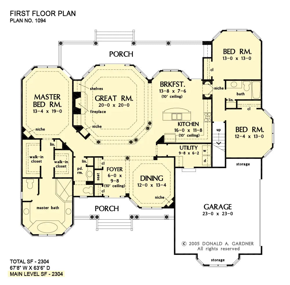 This is the first floor plan image for craftsman house plan 1094 The Stonebridge