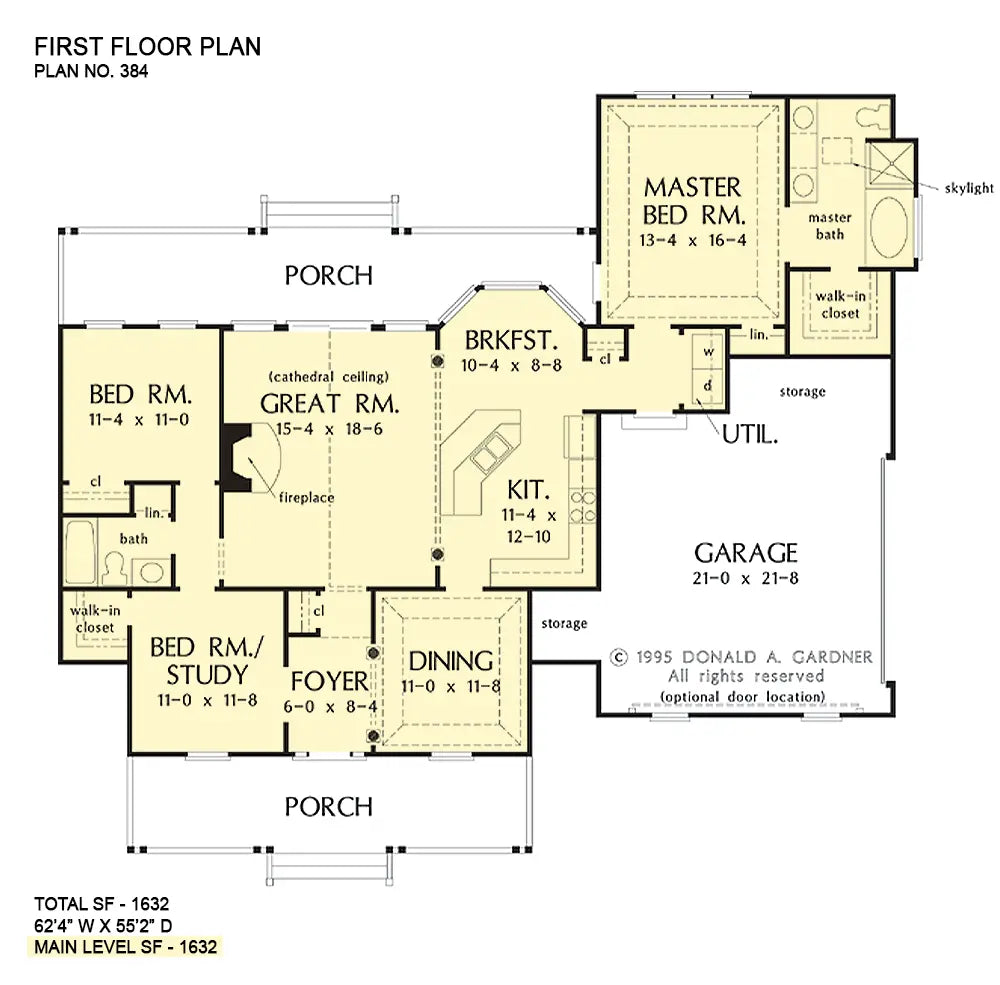 This is the first floor plan image for small house plan 384 The Stratford