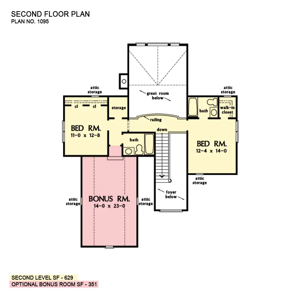 This is the second floor plan image for cottage house plan 1095 The Stratton