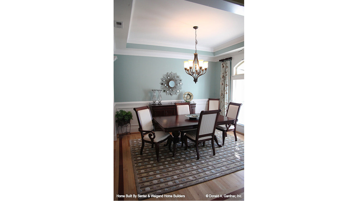 Tray ceiling in the dining room. The Summerhill plan 1090.