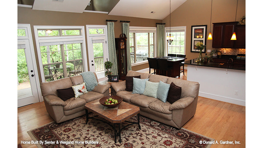 Great room view into the breakfast area and kitchen. The Summerhill plan 1090.