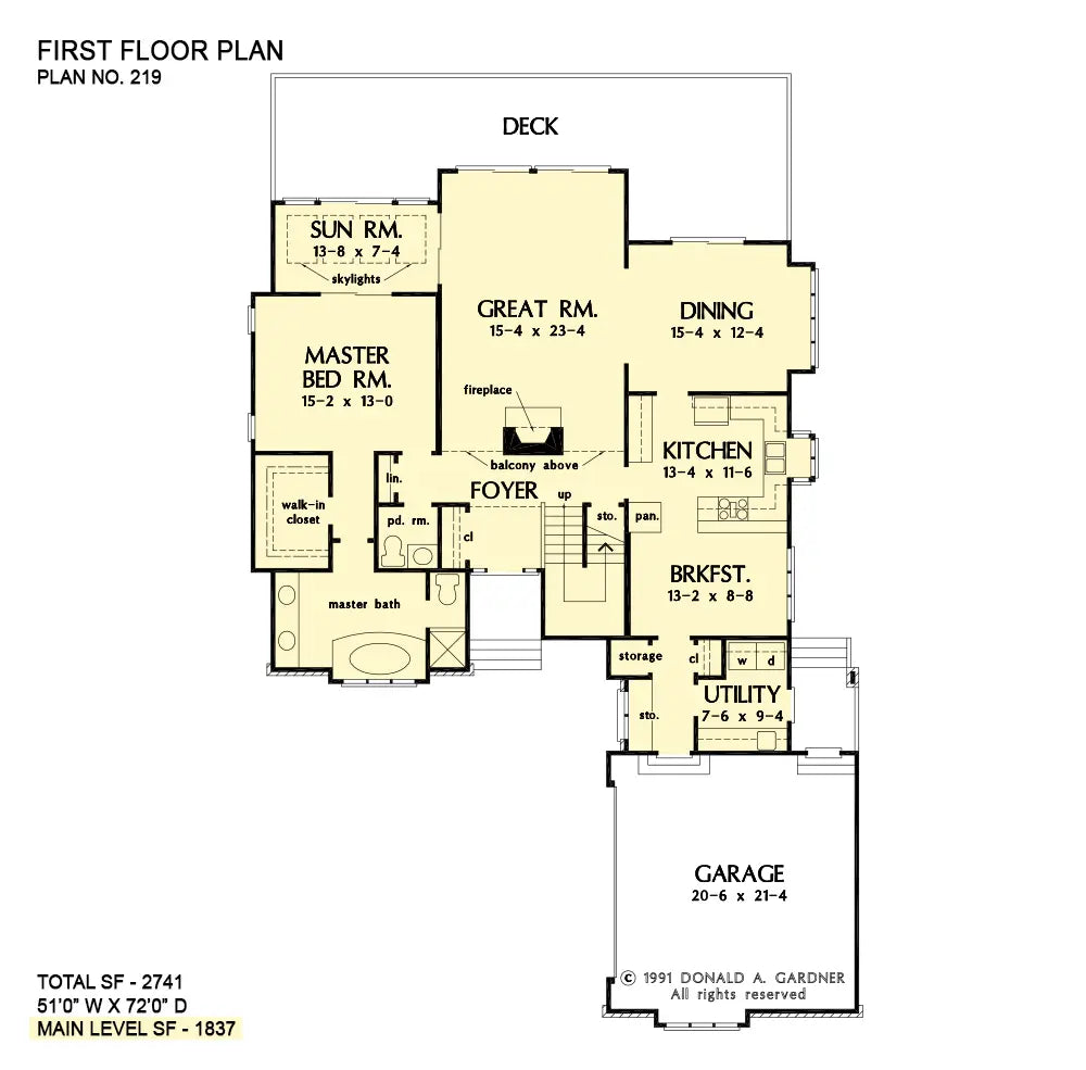 This is the first floor plan image for modern house plan 219 The Sundance