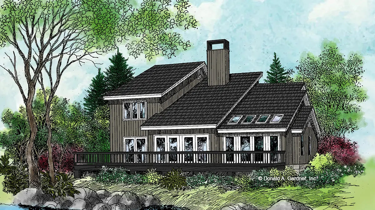 This is an illustration of the rear of contemporary house plan 219 The Sundance