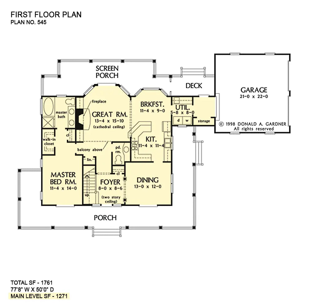 This is the first floor plan image for farmhouse house plan 545 The Sunderland