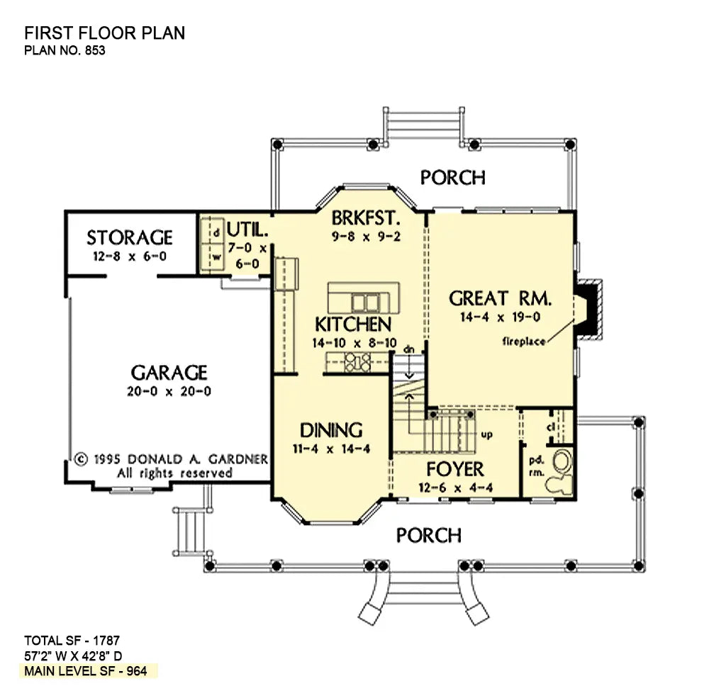 This is the first floor plan image for two story house plan 853 The Swansboro