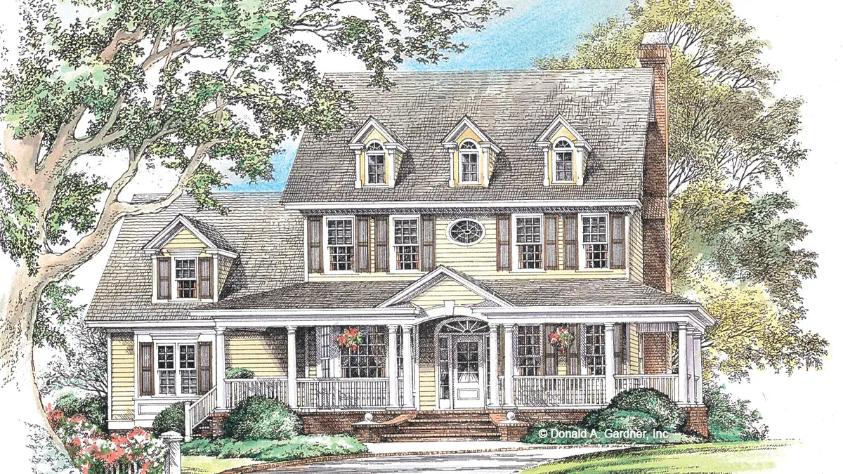 Front view illustration. The Swansboro plan 853.