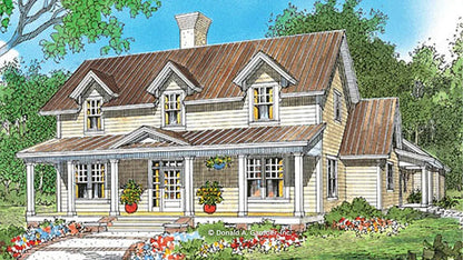 This is an illustration of the front of country house plan 517 The Sweetwater 