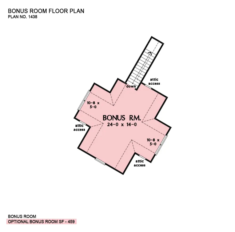 This is the bonus room floor plan image for one story house plan 1438 The Sydney