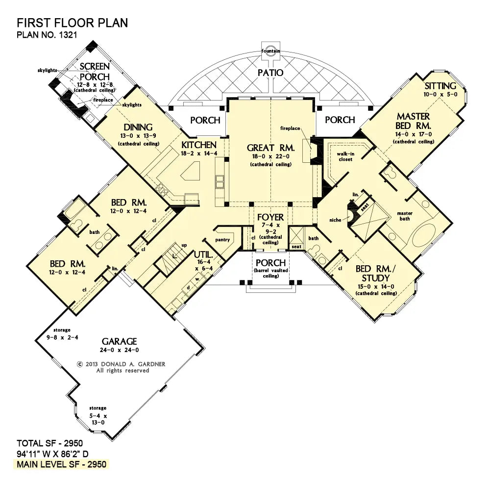 This is the first floor plan image for craftsman house plan 1321 The Sylvan