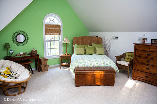 Arched window and green wall in the bonus room. The Tamassee plan 333.