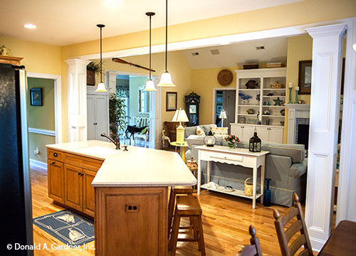 Hanging pendant lights over the island. The Tamassee plan 333.