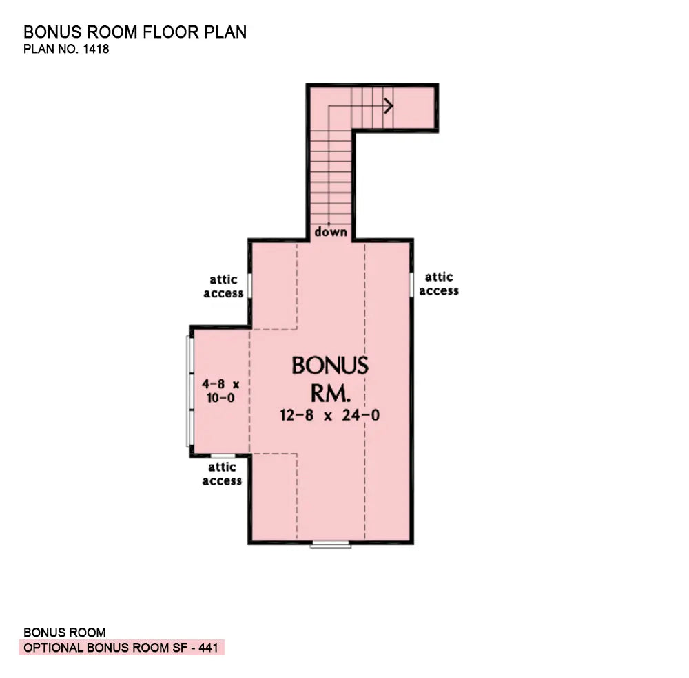 This is the bonus room floor plan image for ranch house plan 1418 The Tanner