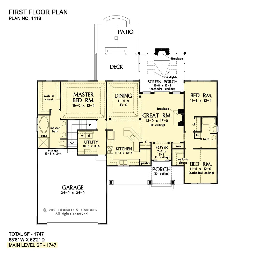 This is the first floor plan image for Country house plan 1418 The Tanner