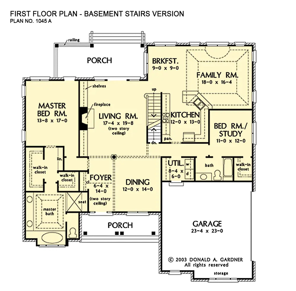 This layout shows how the area near the stairs to the second floor would be changed to give access to an optional basement