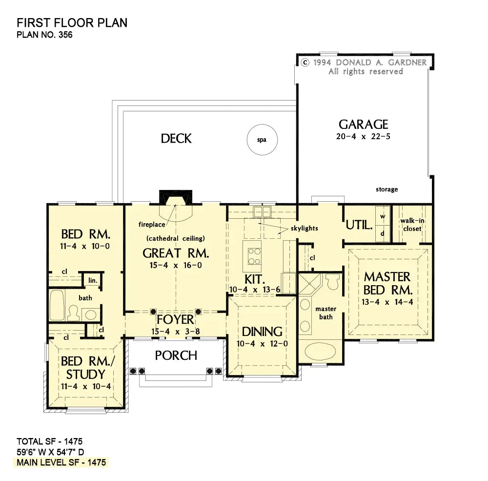 This is the first floor plan image for traditional house plan 356 The Tate