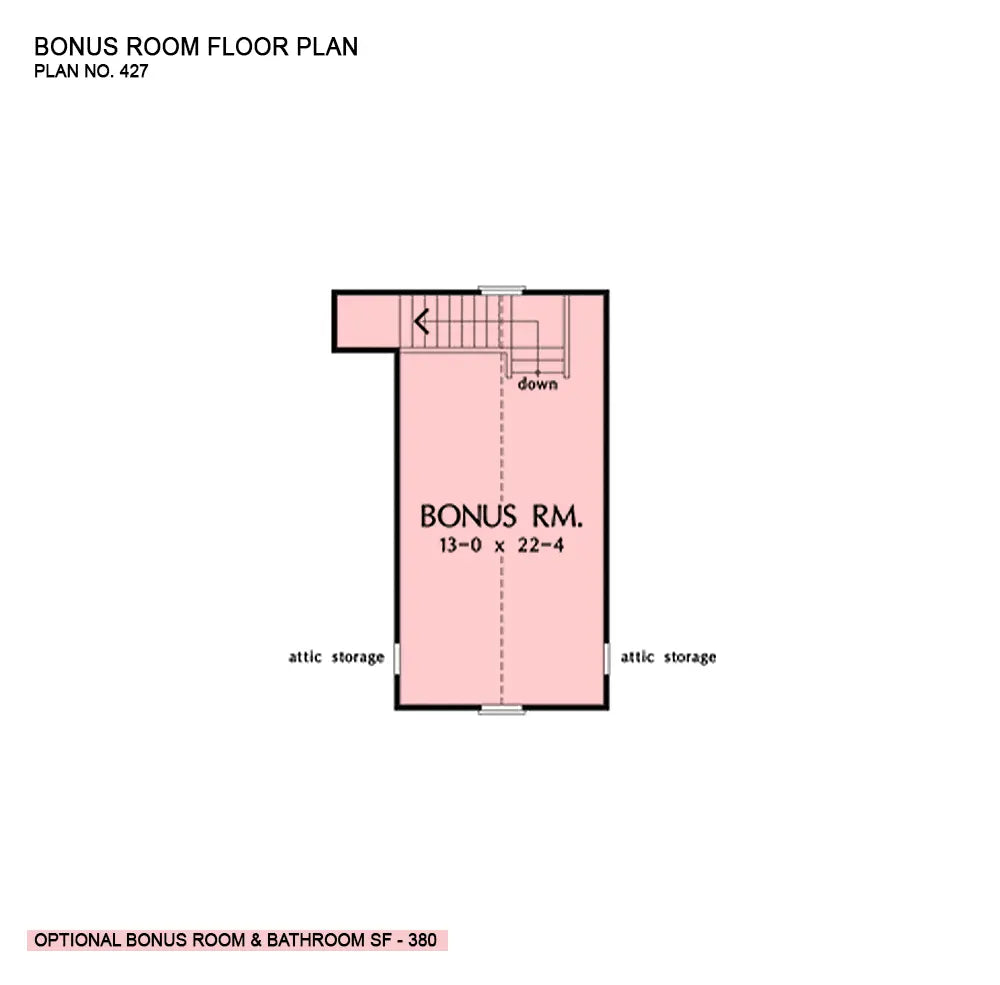 This is the bonus room floor plan image for two story house plan 427 The Taylor