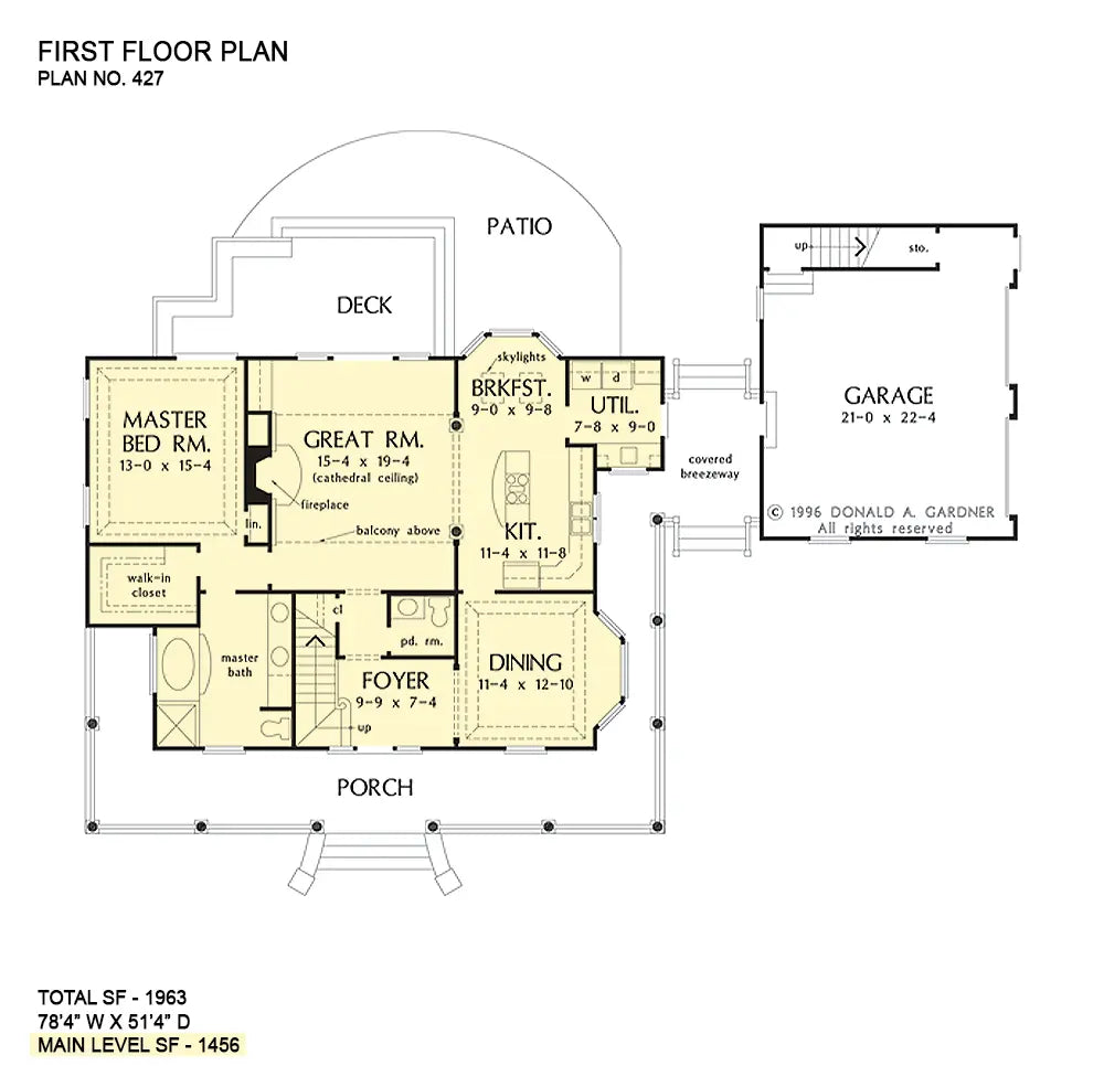 This is the first floor plan image for country house plan 427 The Taylor