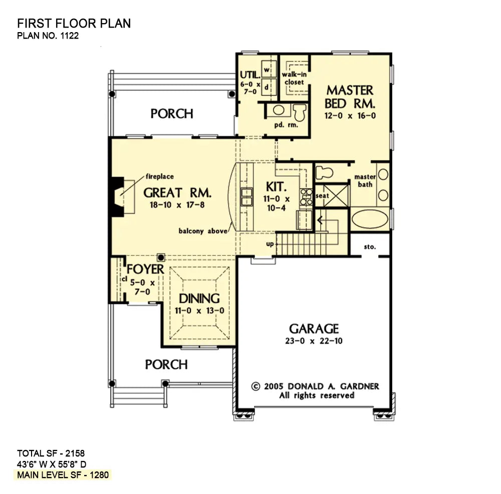 This is the first floor plan image for two story house plan 1122 The Terrell