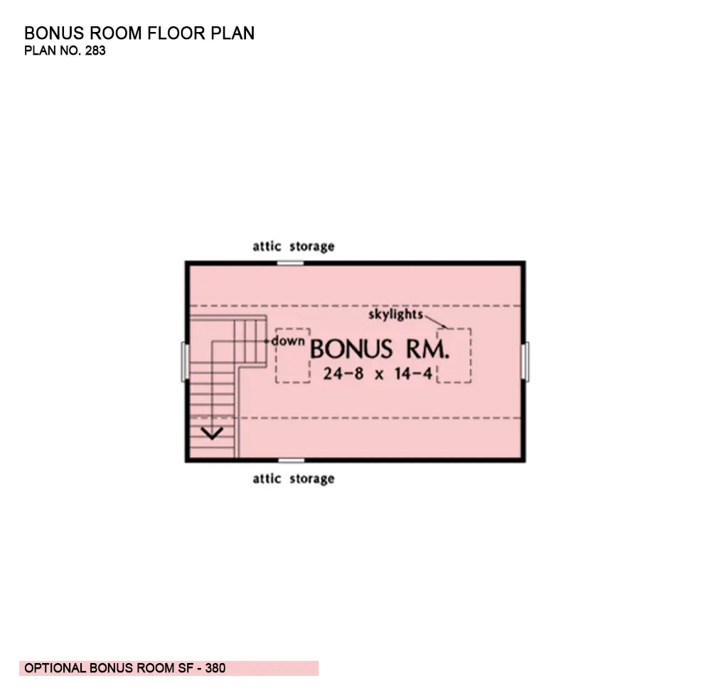 This is the bonus room floor plan image for two story house plan 283 The Thackery