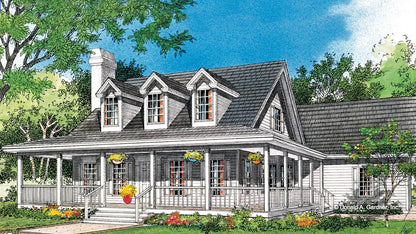 This is an illustration of the front of farmhouse plan 283 The Thackery