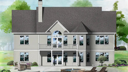 This is an illustration of the rear of walkout basement house plan 787 The Thistlewood