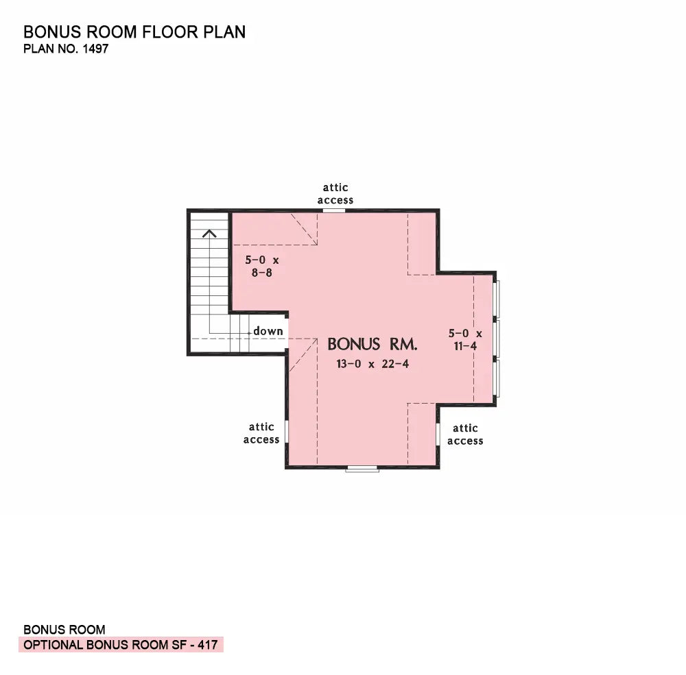 This is the bonus room floor plan image for house plan 1497 The Thomasina