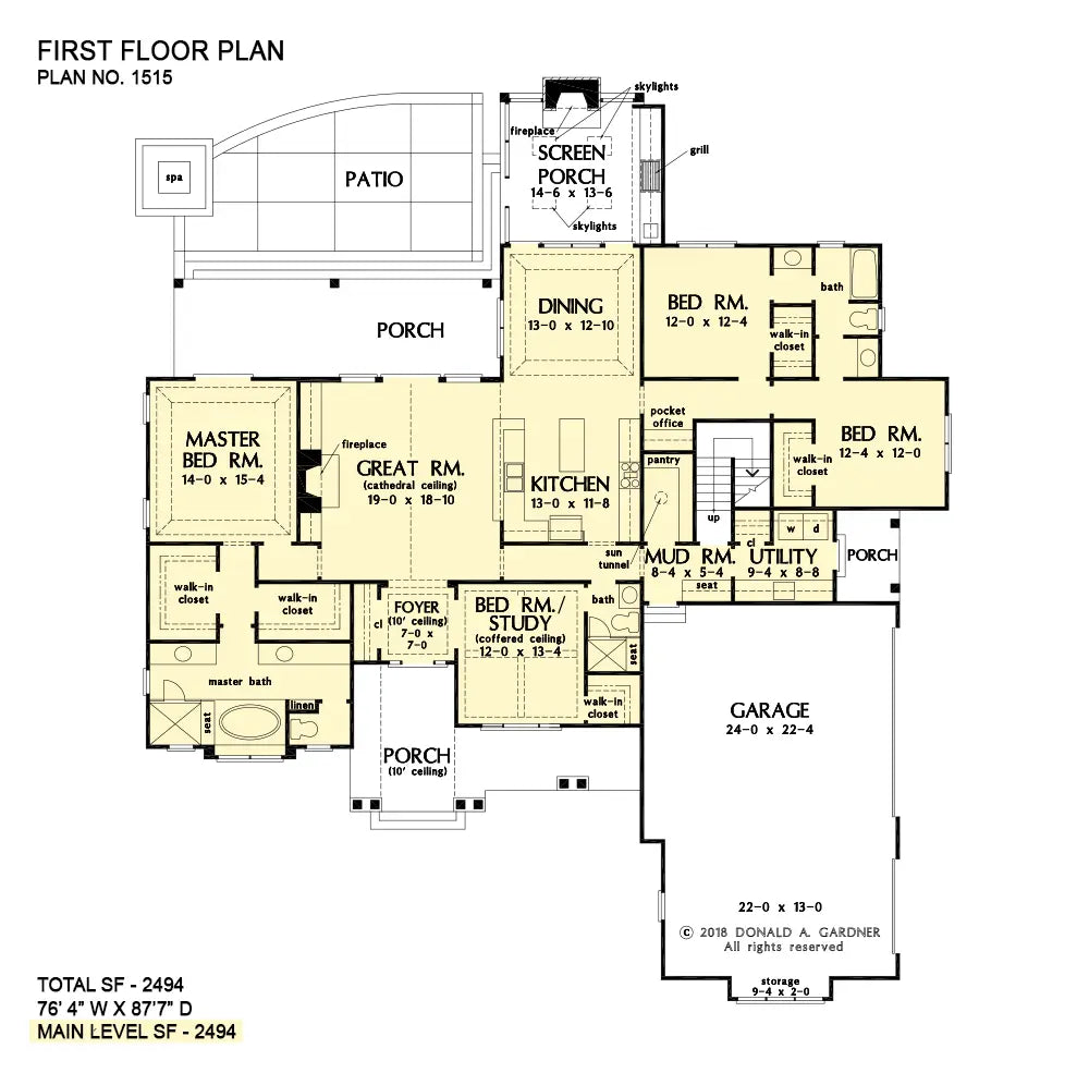 This is the first floor plan image for modern farmhouse house plan 1515 The Thurman