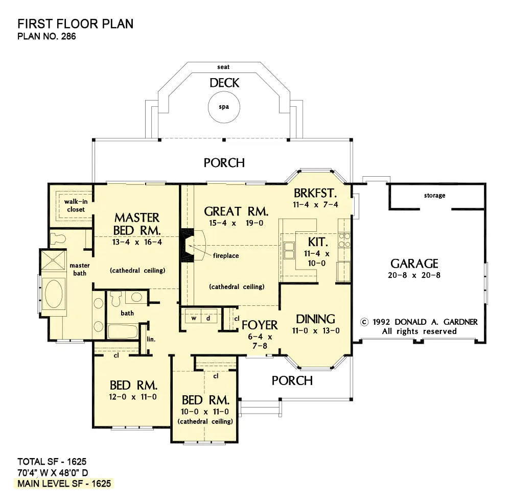 This is the first floor plan image for small house plan 286 The Tipton