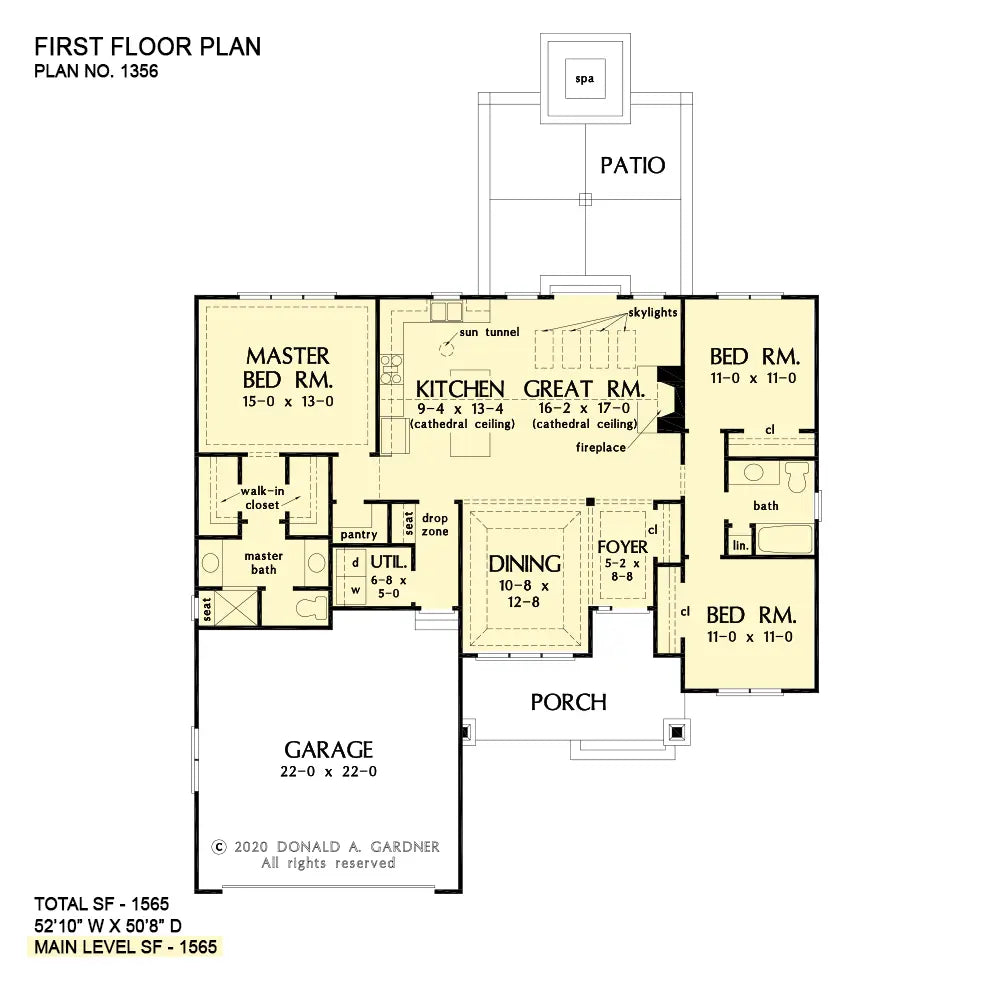 This is the first floor plan image for simple house plan 1356 The Tobias