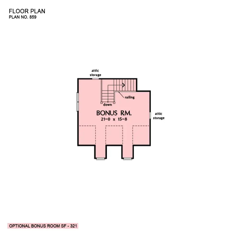 This is the bonus room floor plan image for ranch house plan 859 The Tolliver