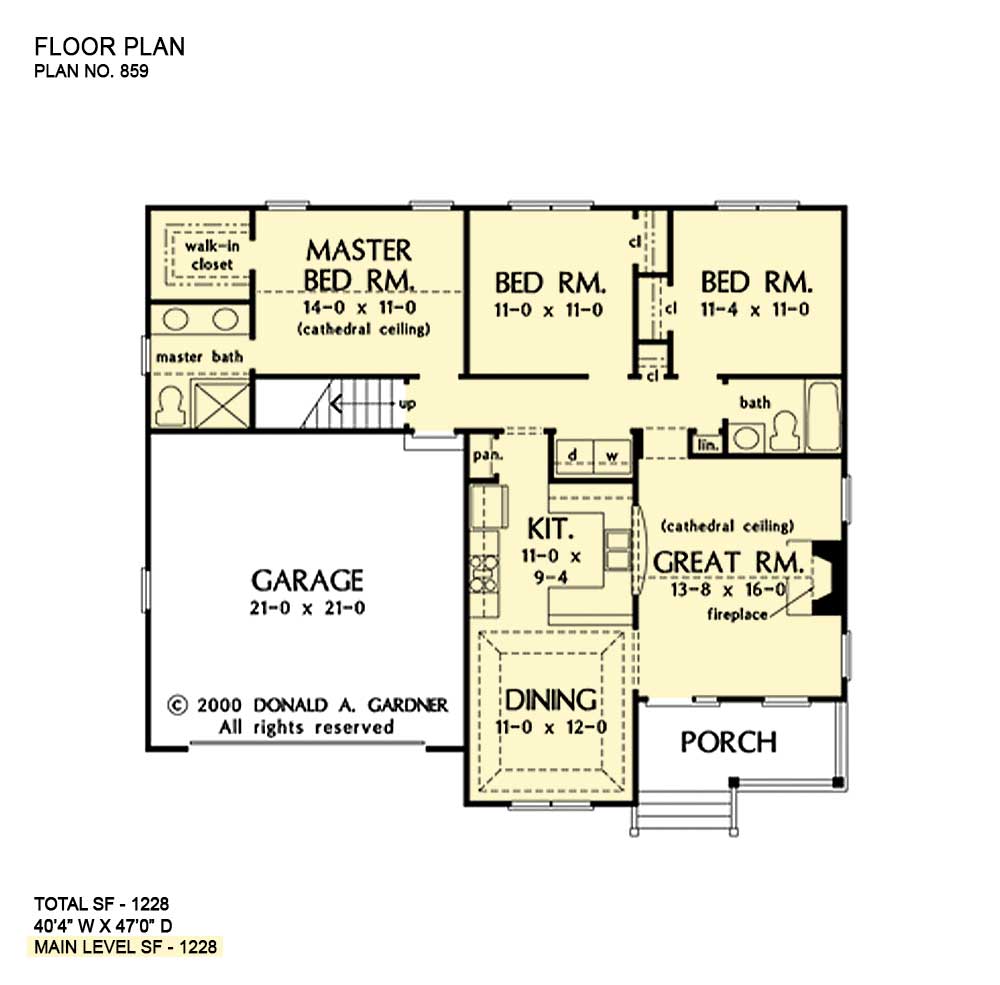 This is the first floor plan image for small house plan 859 The Tolliver