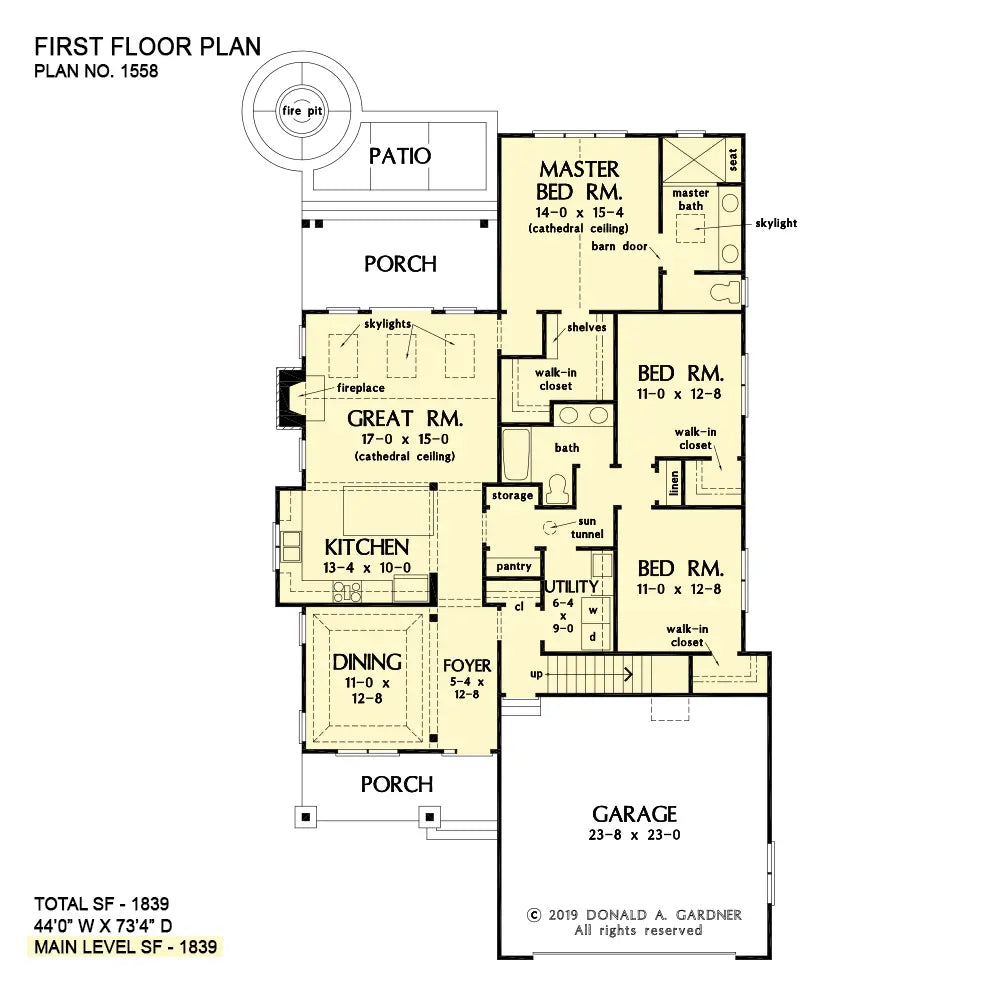 This is the first floor plan image for simple house plan 1558 The Torrance